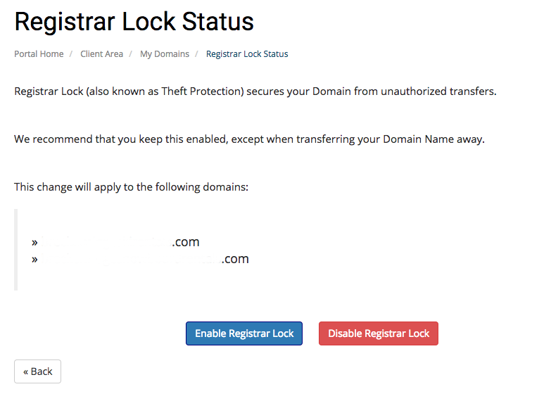 Enable and Disable Registrar Lock