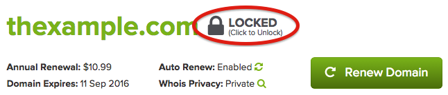 Unlock your name.com domain to transfer to Evolve Hosting